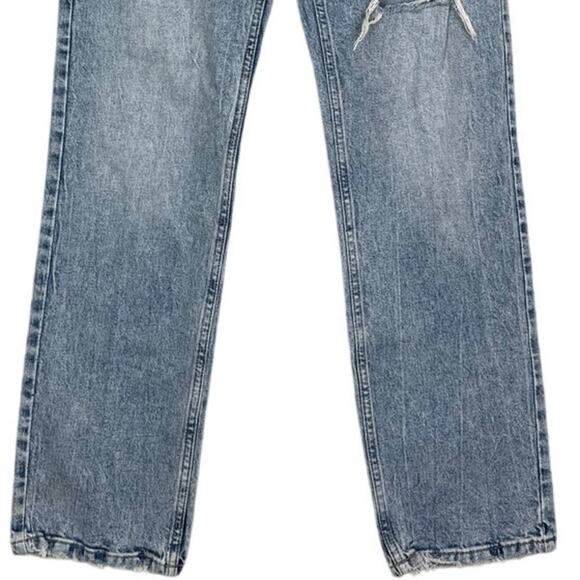 H&M Vintage Straight High Waist Coupe Droite Retro Jeans Raw Frayed Hem 6 Blue - Picture 3 of 16